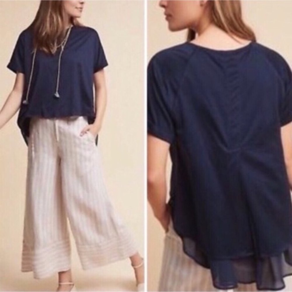 Eri + Ali | Anthro  Navy Blue Hi-Low Top